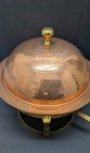 Williams Sonoma Copper Solid Brass Round Chafing Dish Hammered Lid 2 Quart Euc