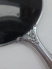 Vintage Handheld Mirror Silverplate Ornate Black Crackling Desilver Round Vanity