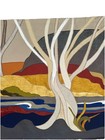Vintage Helen Webber Fabric Collage Tapestry Hanging Fiber Art Landscape Mcm