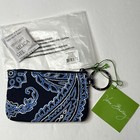 Vera Bradley Zip Id Case With Key Ring   Lanyard  Blue Bandana  New W tag