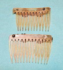 Vintage Pair Sterling Silver Celluloid Hair Combs Floral Repousse Mexico 