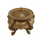 Vintage Brass Pillar Candle Holder Spike Ornate Footed Base Pedestal Pair Decor