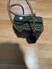 Vintage 60s Mercado Mexican Plastic Woven Tote Bag Medium Sized Top Snap Closure