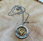 Hand Cut Gold Plated Eagle U s  40  Silver Half Dollar Coin Necklace 18  New
