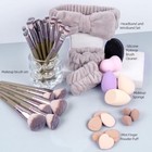 51 Pc Makeup Brush Kit 30 Brushes 20 Makeup Tools With Bag Champagne Gift Set