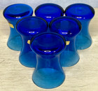 4 Cobalt Blue Mcm Czech Bohemian Geometric Shot Glasses Made In Italy