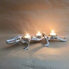 Day Of The Dead 17    Alligator Metal Tea Light Candle Holder Lizard Skeleton