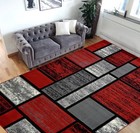 Square Pattern Area Rug 5x7 Geometric Pattern Modern Gray  Turquoise Carpet