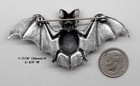  4115p Antiqued  925 Sterling Silver Plated Bat Pin - W joint   Catch