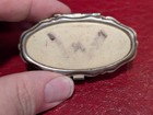 Vintage Trinket Pill Box Silver Toned White Top Divided Inside