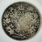1927 Canada Silver 25 Cents Circulated Quarter Canadian Coin Toned