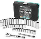 Duratech 40 Pc 3 8 drive Socket Tool Set Sae metric Ratchet Handle Extension Bar