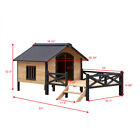 Outdoor Large Wooden Cabin House Dog Pet Kennel With Porch Easy To Assemble