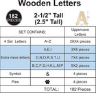 182 Pieces 2-1 2 Inch  2 5   Wooden Letters Craft Wood Letter Unfinished Alphabe