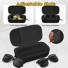 Double Eyeglasses Case Hard Shell Organizer Adjustable Clip Travel