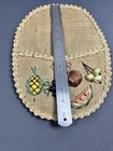 Vintage Mid Century Mcm Raffia Woven Recipe Holder Fruit Wall Hanging Art 12   