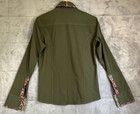 Royal Highness Equestrian Shirt Women   s Medium Hunter Green Floral Flip Cuff