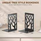 4pc Black Metal Tree Bookends Modern Non-skid Decorative Book Organizer Set