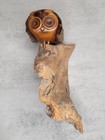 Hand Carved Owl Driftwood Wooden Wall Hanging Sculpture Owl On Stump Blk Walnut