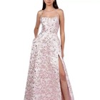 B  Darlin Ball Gown Juniors 9 10 Pink Gold Metallic Jacquard Lace Up Prom