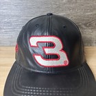 Vintage Dale Earnhardt Hat Cap Strap Back Black Nascar Racing Leather 90s