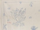 Large Floral On Monks Cloth 56  X 36  Hand Drawn