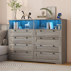 Wood Dresser For Bedroom With 8 Drawers Storage Cabinet Modern Chests Of Drawer