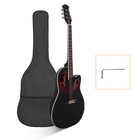 6 String Cutaway Round Back Acoustic Guitar Spruce Top Grape Hole Black