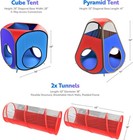 4pc Pop Up Play Tent And Tunnel Bundle For Toddlers And Kids - Indoor   Outdoor