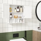 Bathroom Cabinet Wall Mounted 2-door W  3 Open Shelves Wooden Medicine Cabinets