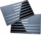 American Flag Metal Auto Emblem For Cars Trucks - 2pcs Forward   5 x3  Black