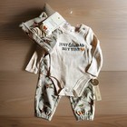 3-6m Unisex 4-piece Ribbed Woodland Animal Bodysuit Pants Hat   Socks         
