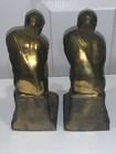 Pair Of Vintage   the Thinker  Bookends Cast Metal Bronze Finish