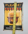 Vintage Distressed Smokey The Bear Porcelain Enameled Metal Sign