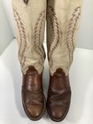 Olathe Buckaroo Boots Men Size 9 5 D Brown Beige Leather Western 18 Inch Rodeo
