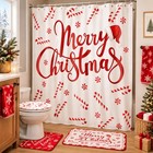 7 Pcs Christmas Shower Curtain Set Xmas Bathroom Dector  Candy Christmas Curtain