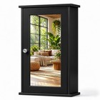 Mirror Wall Mount Hanging Wood Medicine Cabinet Storage Organizer For Bathroom