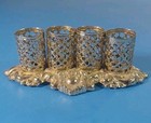 Vintage Hollywood Regency Gold Baroque Filigree 4 Tube Lipstick Holder