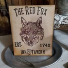 Vintage Primitive Folk Style 1742 Red Fox Tavern Food Kitchen Advertising Sign
