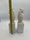 Vintage Art Deco Italian Alabaster Marble Bookends Owls  1930s Read   