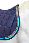 Challenger Horse Cotton Quilted Embroidered English Saddle Pad Navy 72f13
