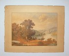 Antique 19th C 1850s Hudson River Valley Painting Watercolor Signed A h  Brodman