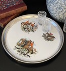 Rare Revere Sterling Silver Fox Hunt Cocktail Tray Coaster American 13 25   