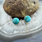Sterling Silver Southwestern Style Turquoise Rounded Stud Earrings For Women