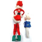 Vintage Japan Christmas Ornaments Unisex Os Red Santa Elf Pixie Poseable Felt