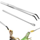  2 Pcs Stainless Steel Reptile Feeding Tong  Feeding Spoon For Bearded Dragon 