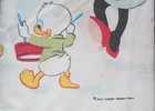 Vtg 70s Disney Flat Twin Sheet Mickey Minnie Pluto Donald Goofy Parade Border