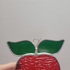Vintage Stained Glass Red Apple Leaded Sun Catcher Window 5 Inch