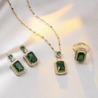 4pcs Rhinestone Jewelry Set Necklace Earrings Ring Bridal Wedding Gift Set
