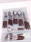 41 Pc Vtg Interpur Japan Mid Century Modern Stainless Flatware Teak Handle Inr2